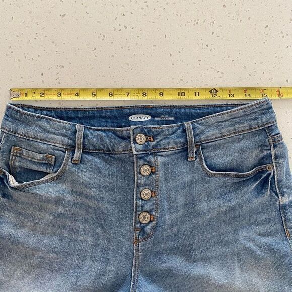 Old Navy Size 10 Light Wash Denim Jean Shorts High Rise Button Up - Picture 6 of 9